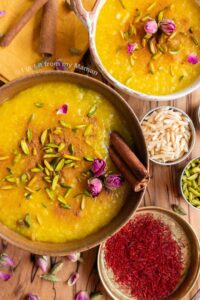 تزیین شله زرد نذری