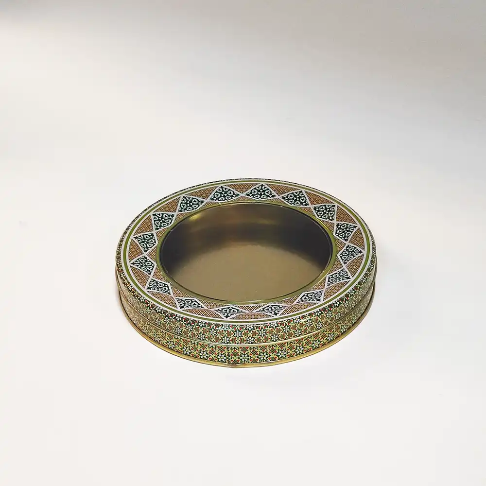 khatam 40 قوطی فلزی زعفران قطر 17 ارتفاع 2 (گنجایش 50 گرم سرگل)